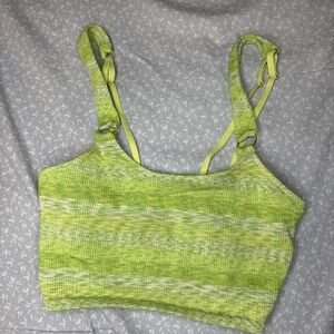 Aerie Lime Green Tie-Dye Sports Bra Bikini Top Size M | Adjustable O-Ring